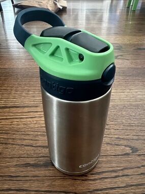 Contigo Stainless Steel Travel Bottle with Green and Blue Lid